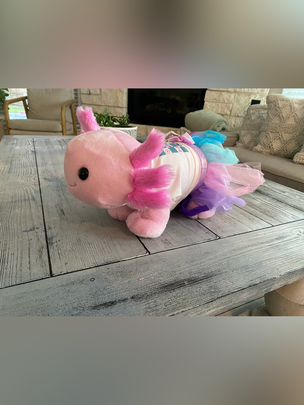 Build-A-Bear Pink Axolotl Plush with Pastel Tutu
